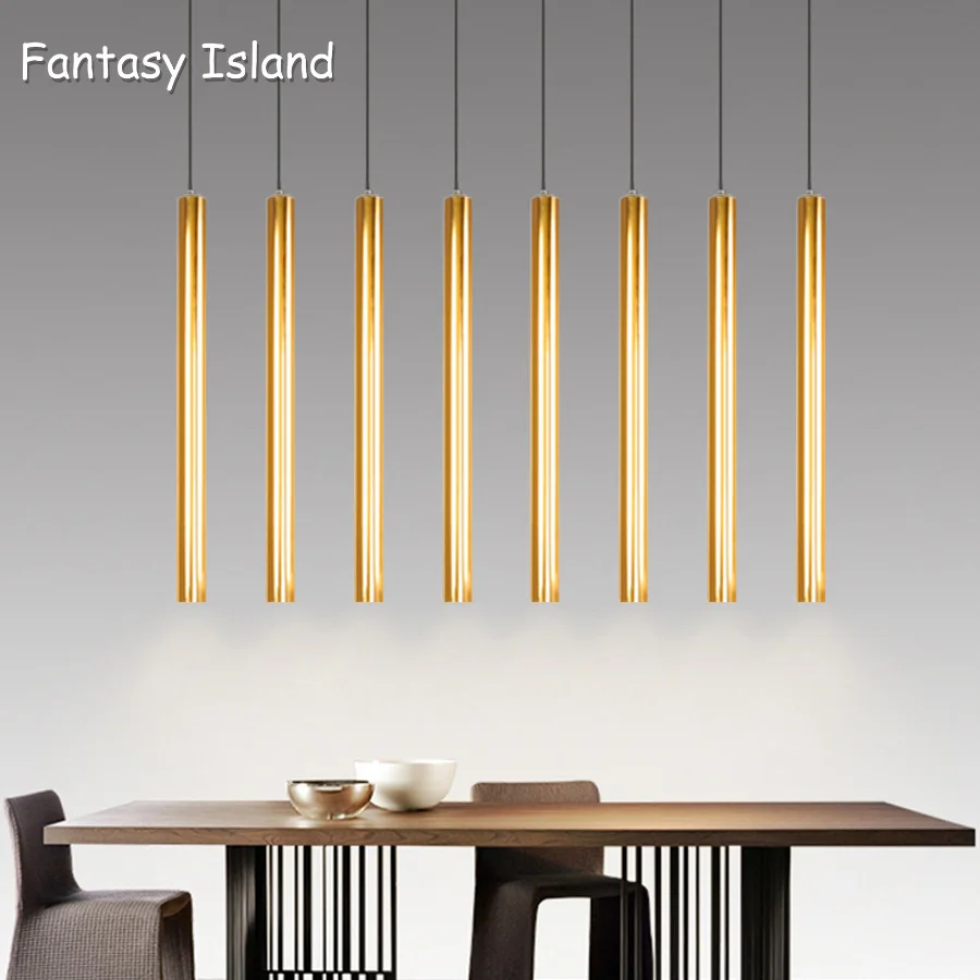 Золотистые регулируемые люстры с длинной трубкой декоративсветильник