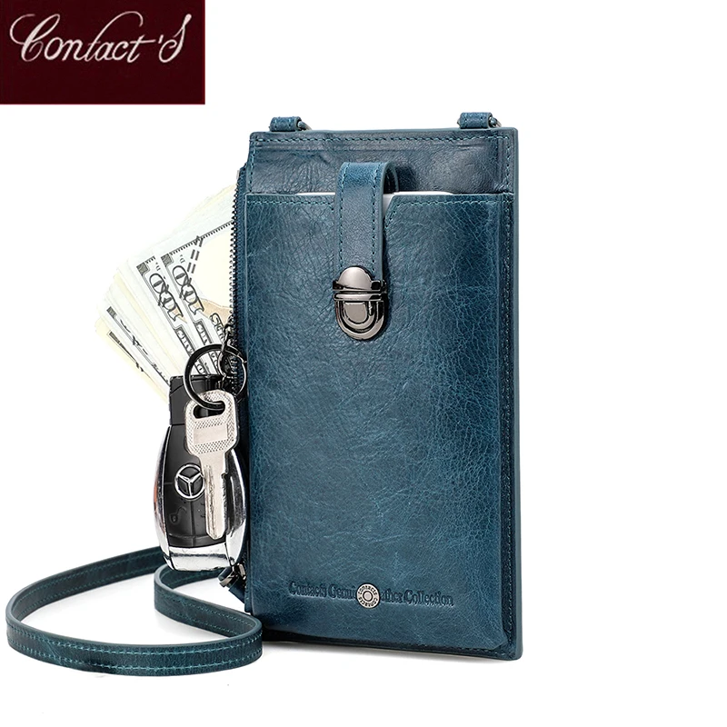 

Contact's Genuine Leather Shoulder Bag Women Small Phone Pouch For iPhone X Fashion Crossbody Bags Card Holder Keychain Wallet