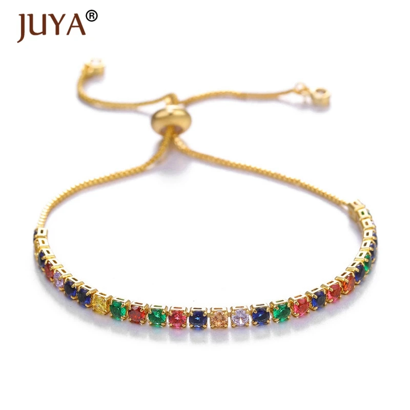 Pulseras mujer 2019 Женская мода Радуга Цвет Золото Серебро Регулируемая цепь AAA