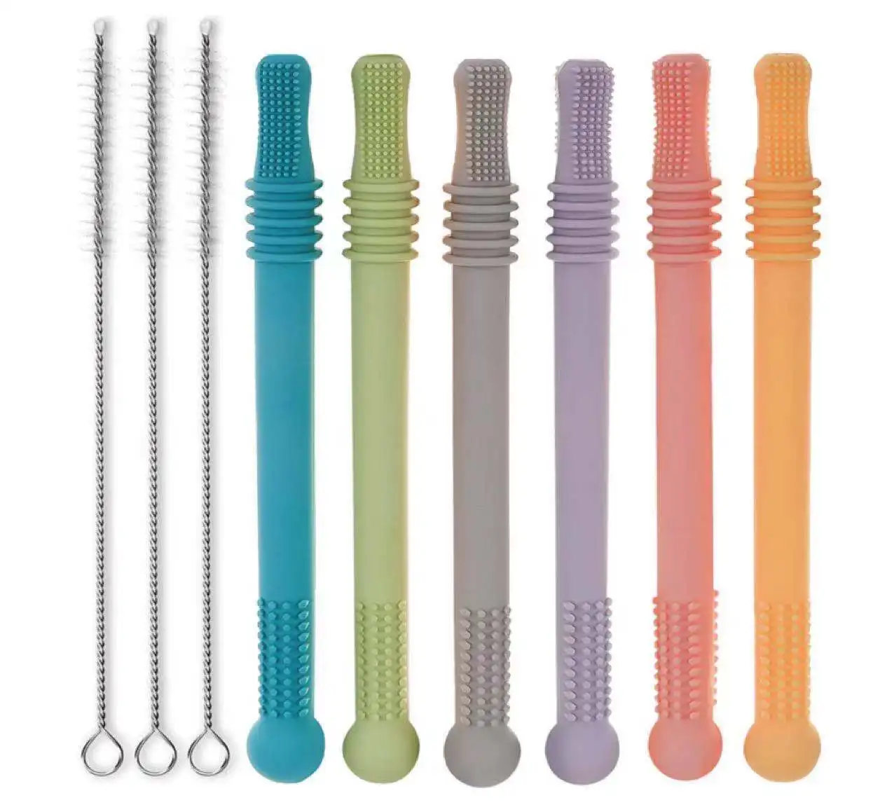 

1Pcs Baby Molars Straw Teether Food Grade Safe Teething Chewable Toys Toddle Teething Straw Silicone Teeth Care Toothbrush Gift