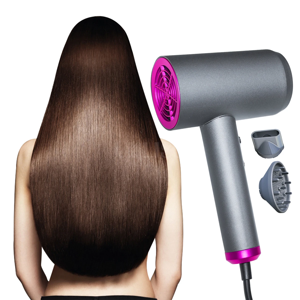 

Negative Ion Hair Dryer Professional Salon Ionic Blow Dryer with Diffuser & Concentrator Ceramic Powerful Fast Drying Hairdryers