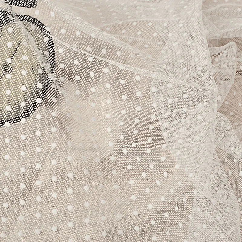Тюль кружевной в горошек флокированная ткань для платья с москитной сеткой стиле