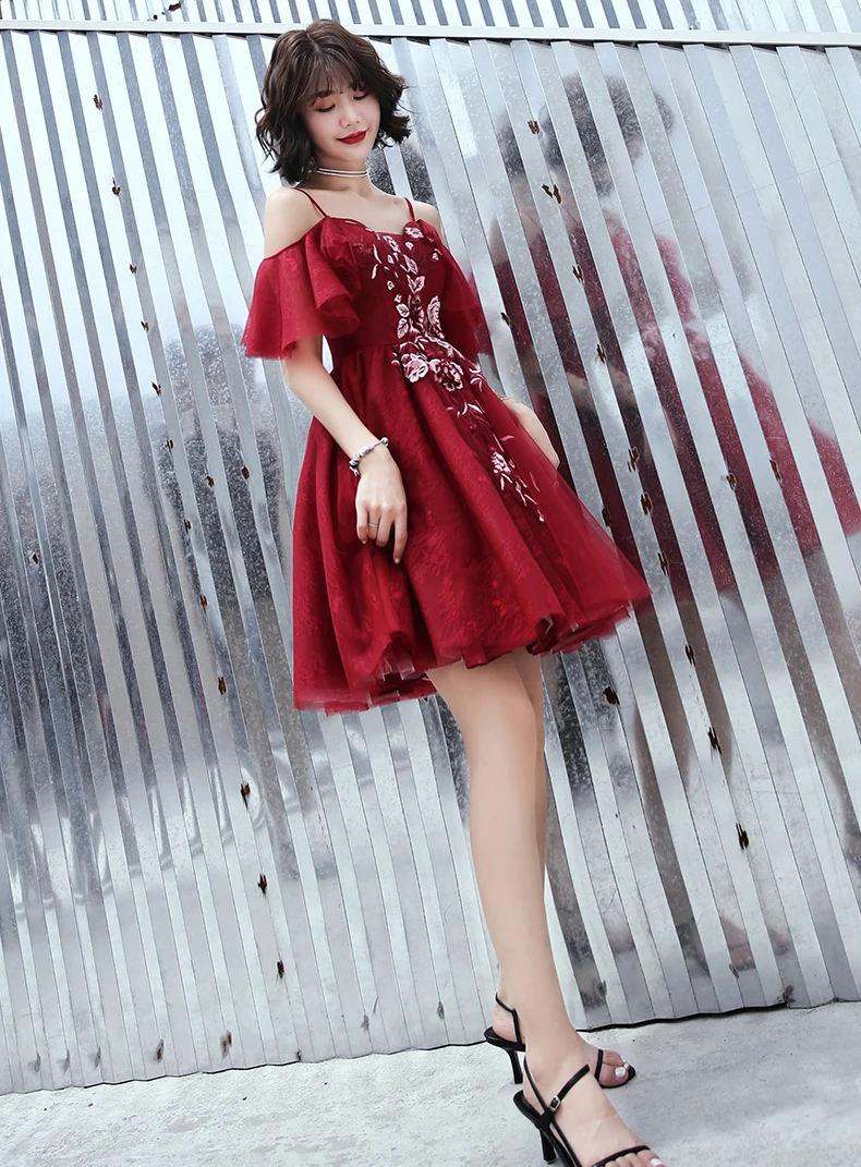 AnXin SH принцессы винный красный цветок кружева С НАБОРНЫМИ БРЕТЕЛЬКАМИ оборками