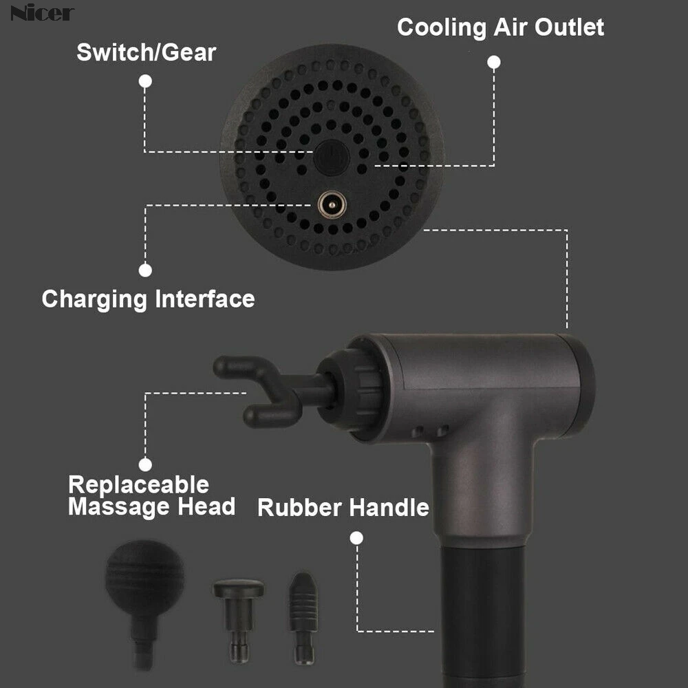 

Muscle Stimulator Massage Gun Vibrating Deep Relaxation Therapy Fitness Exercise Pain Relief Electric Massager For Body