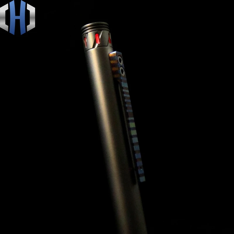 Титановая тактическая ручка TC21 из титанового сплава с титановым карабином EDC