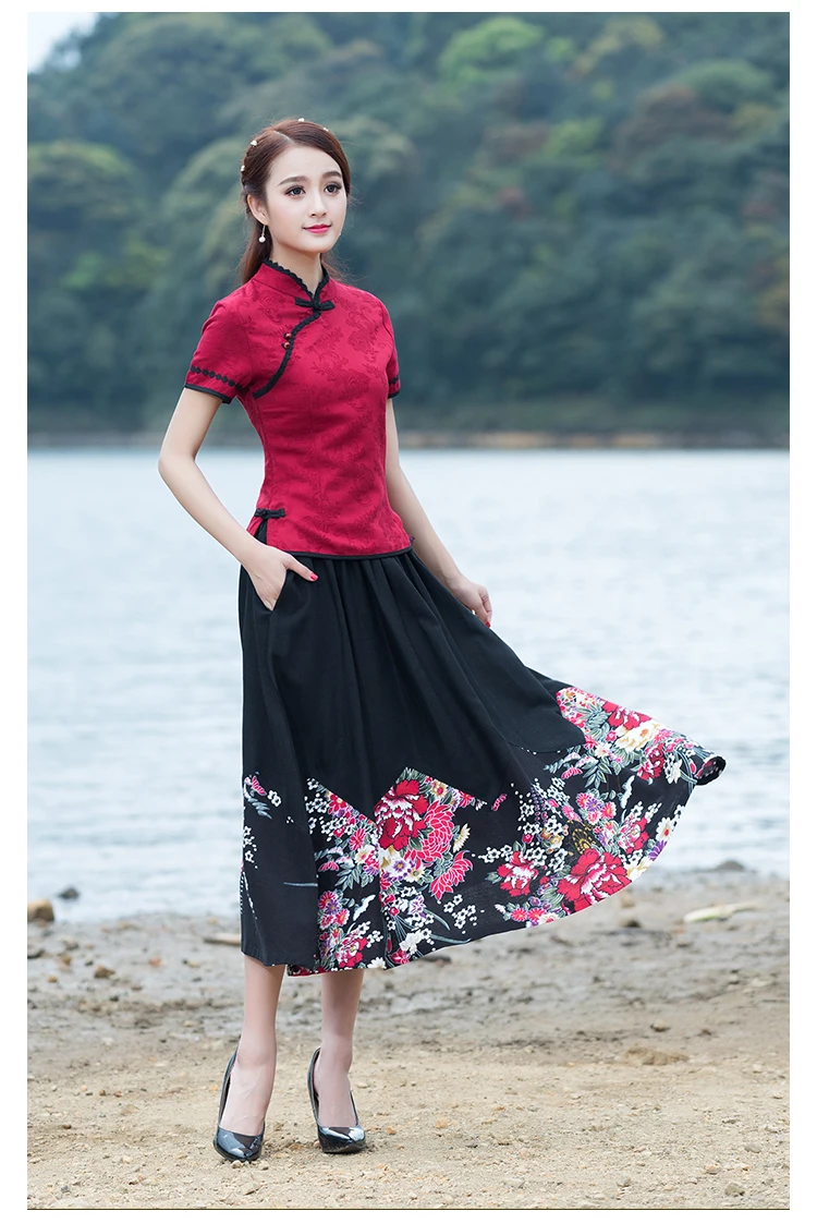 hanfu одежда в китайском рубашка традиционная китайская одежда для женщин Китайский блузка женская короткий рукав qipao Топ Восточный