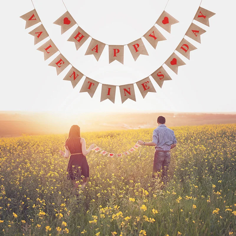 Надпись на День святого Валентина флажки баннер украшение в виде сердца