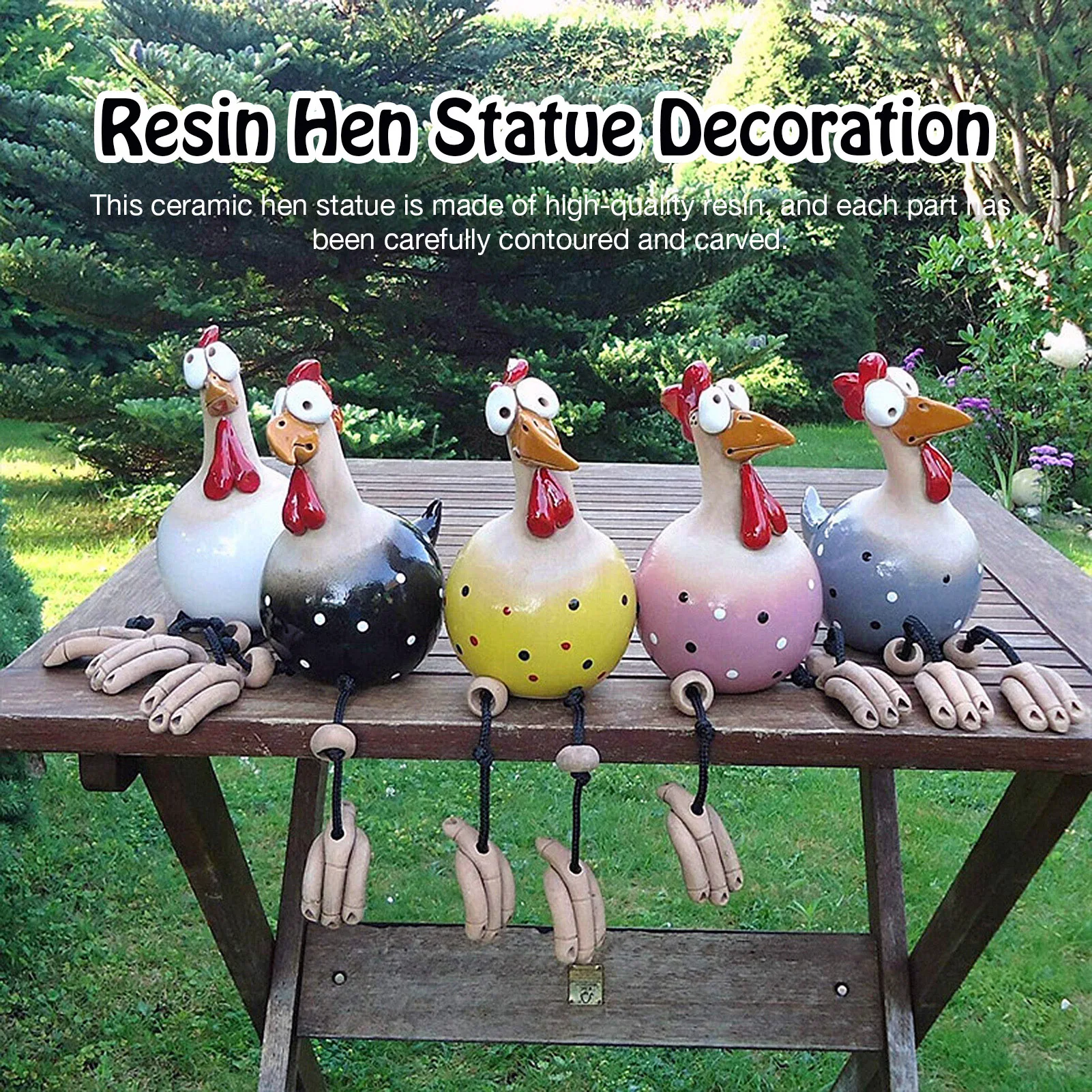 

Yard Art Decor Chicken Garden Lawn Plug Hen Rooster Ornaments Hens Bird Statues Edge Seater Indoor Outdoor Backyard Decorations