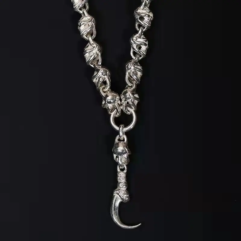 

New Handmade Jewelry Skull Necklace Locomotive Retro Rough Rock Necklace Pendant Chain Men And Women Jewelry Accessories