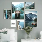 Настенный плакат с нордическим пейзажем, настенное искусство на холсте, живопись гор, озер, ландшафта, Современный домашний декор, картина для гостиной