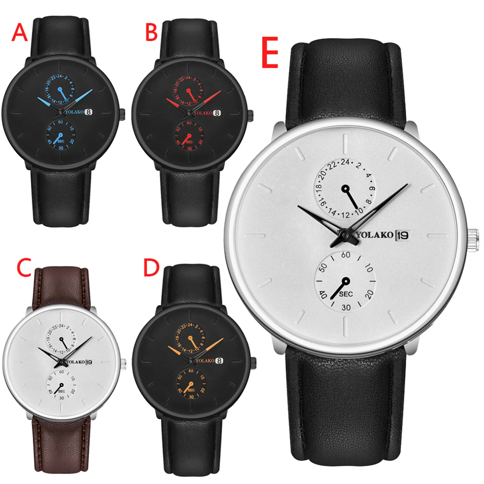 

mens watch Trend Creative Dial Double Eyes Three Hands Belt watch for men Calendar Strap Minimalist Fashion Ultra Thin relogio