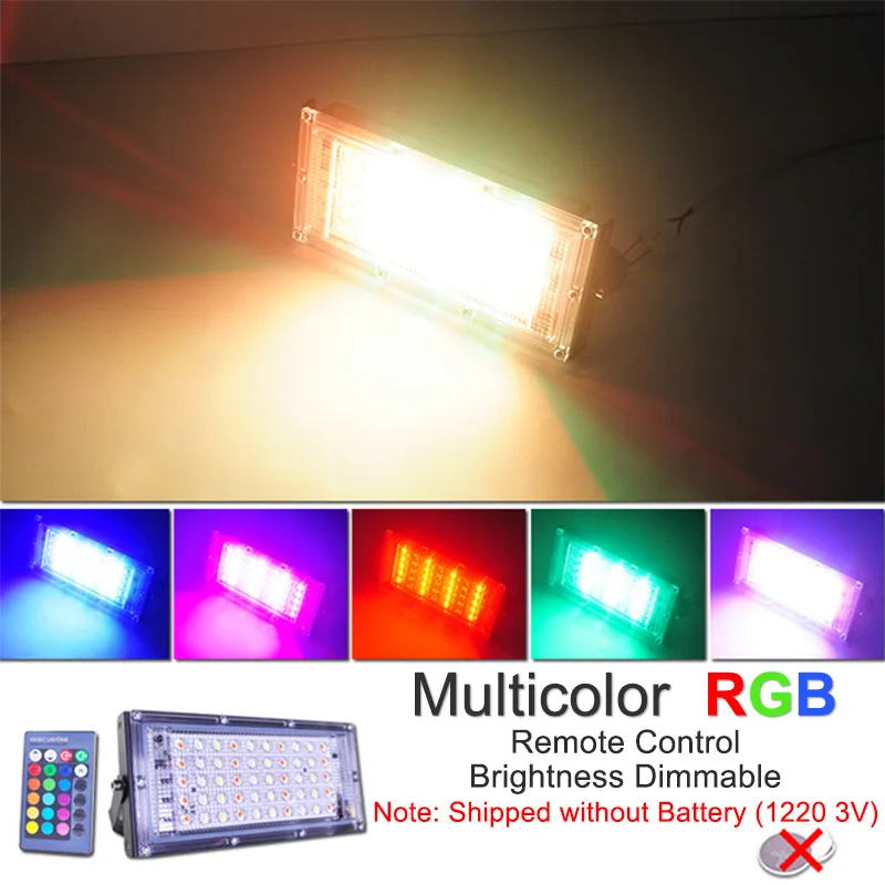 RGB Remote Kaguyahime Светодиодный прожектор 50 Вт Точечный светильник 220 В водонепроницаемый IP65 уличный светильник квадратный светодиодный светильник-отражатель Фокусировочный светильник наружный прожектор - Испускаемый цвет: RGB Remote