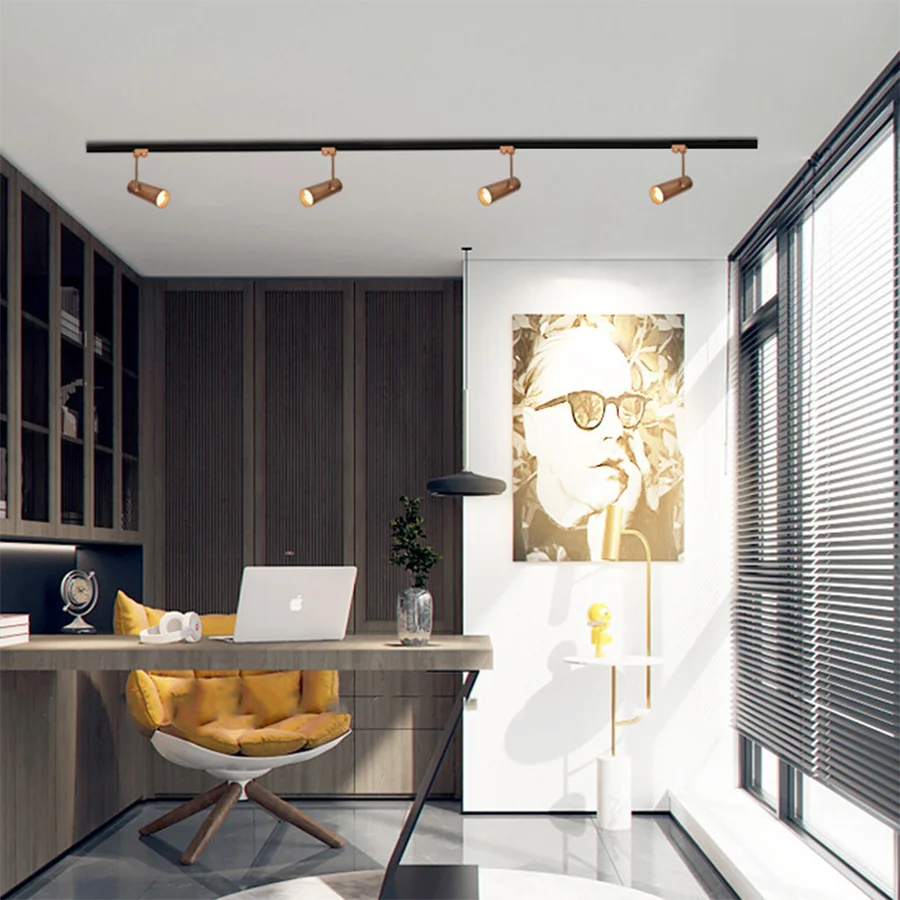 Современный светодиодный Трековый светильник RA90 потолочный с золотым корпусом и