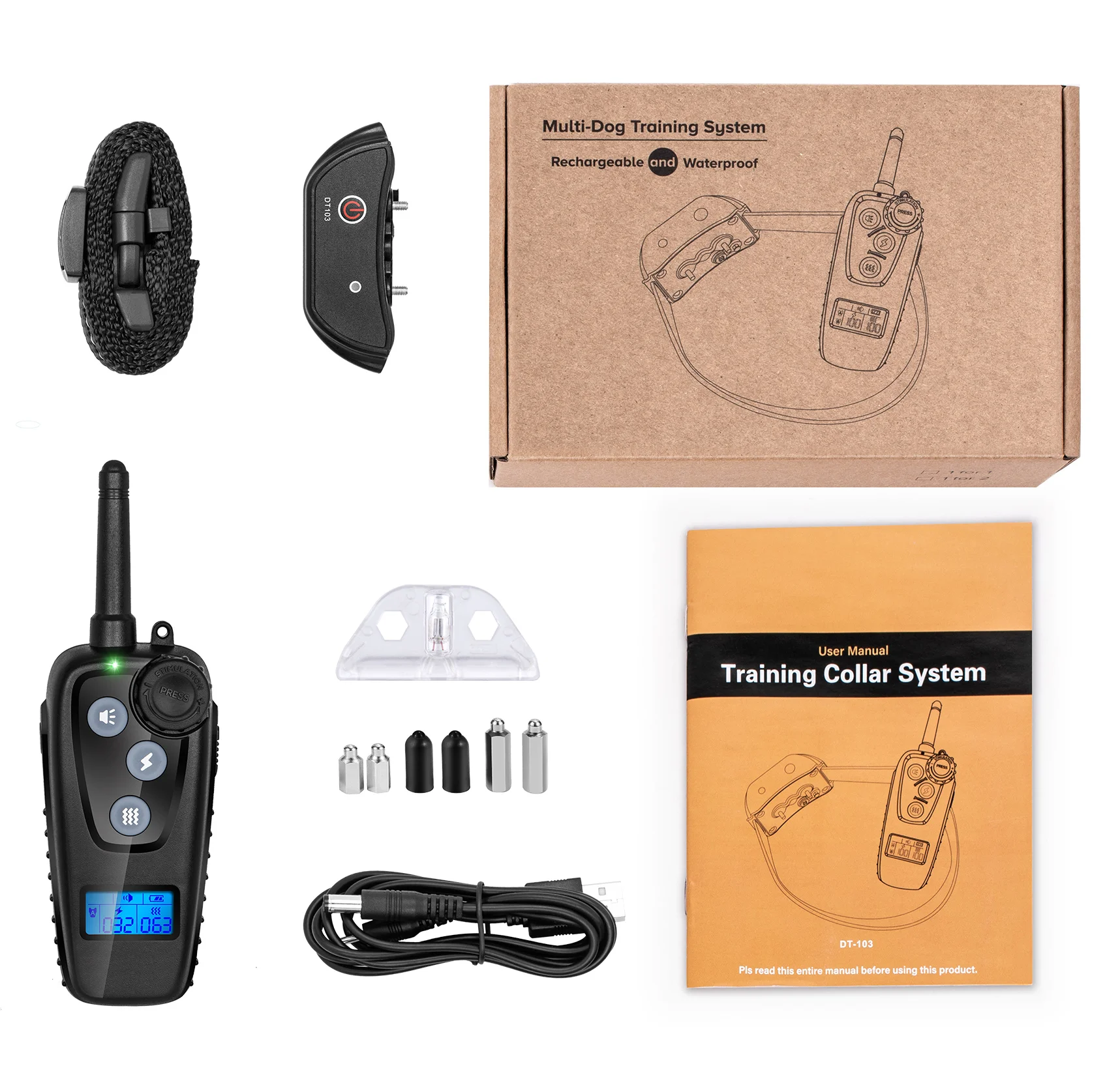 

Waterproof Dog Training Collar Electric Vibration Remote With LCD Display Anti- Barking Device Collar Suitable For All Dogs