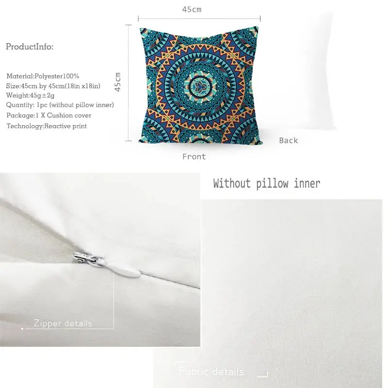 

Mandala Printing Cushion Cover India Mandala Polyester Decorative Pillowcase Home Accessories Sofa Pillow Case almohada