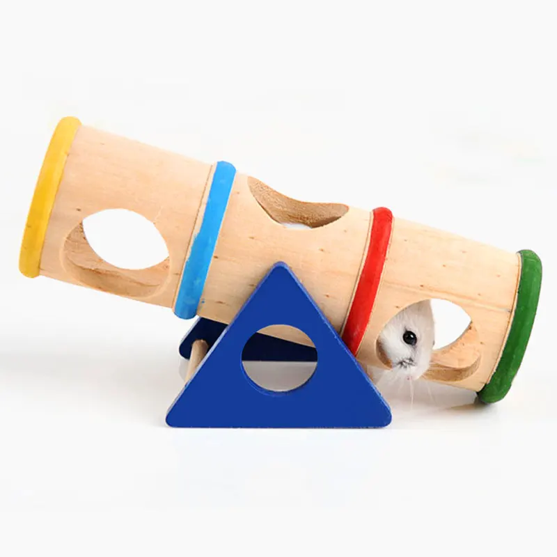 Hamster Seesaw Wooden Rat Tunnel Tube Pet Toys Small Animal Mice Activity Mouse Chinchillas Playground | Дом и сад