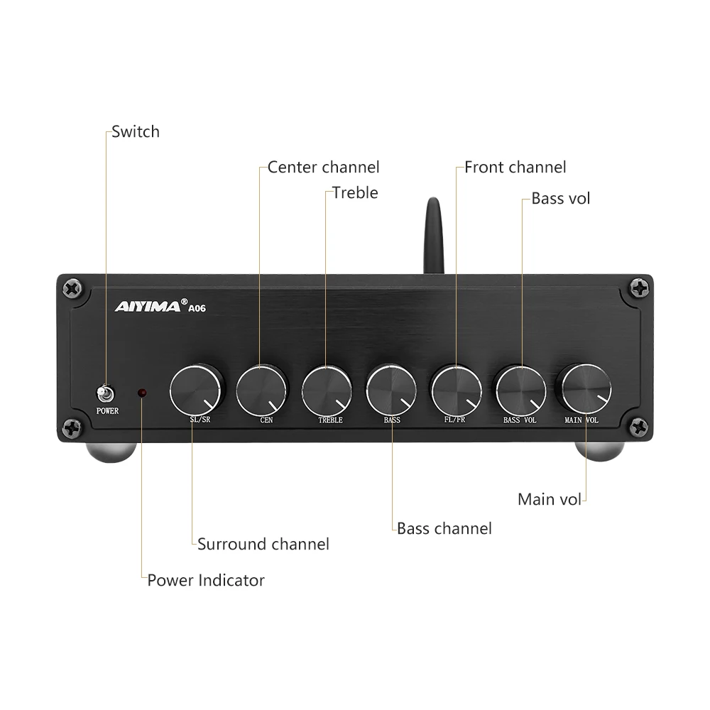 Усилитель мощности AIYIMA 5 0 Bluetooth TPA3116 1 усилителей усилитель сабвуфера Surround 100 Вт +