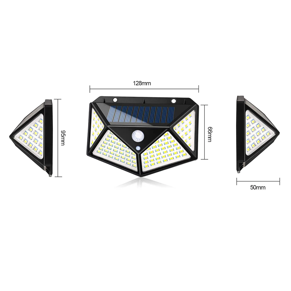 

Garden 100 LED Solar Lamp PIR Motion Sensor LED Solar Light Solar Powered By Sunlight Waterproof for Outdoor Wall Street Decor