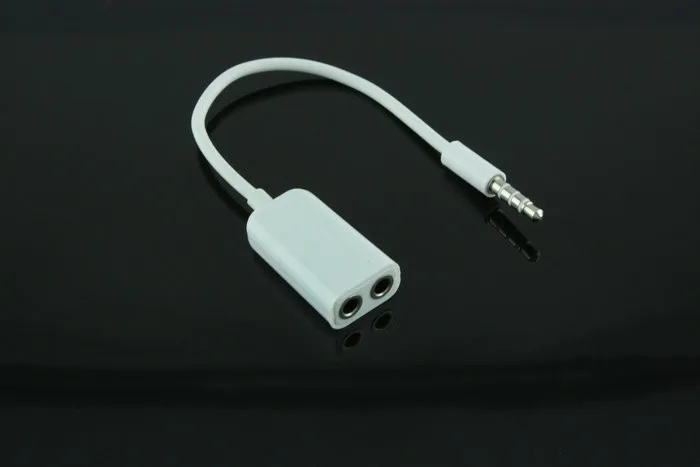 

3.5mm Double Jack Headphone Splitter Connectors for iPod For iPhone 4 4S iPad2 Earphone Accessories White
