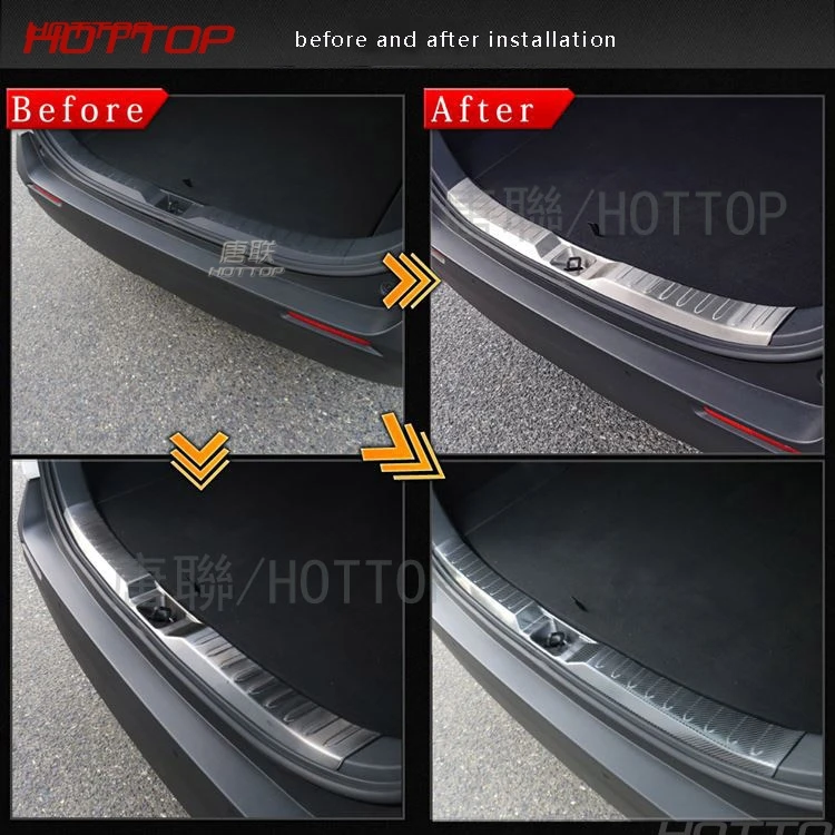 Нержавеющая встроенный Задний Бампер Подоконник углеродного волокна внутренняя