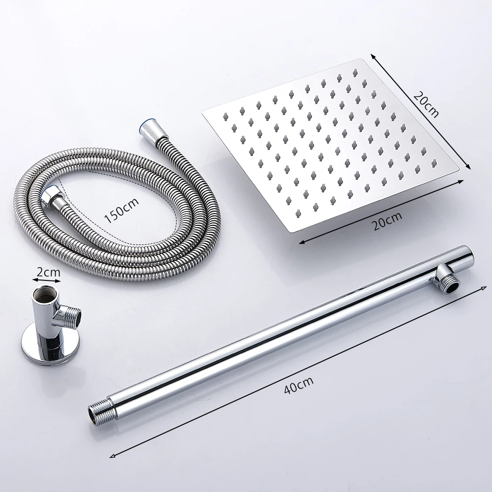 Настенная хромированная насадка для тропического душа 8 дюймов ручка из