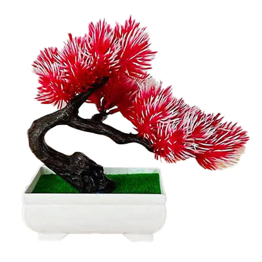 

1 Set Fake Plant Vivid Anti Fade Plastic Anti-deform Pine Tree Artificial Bonsai Small Bonsai Flowerpot Green Plant Decoration