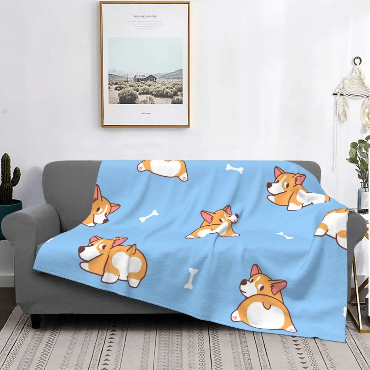 

Mantas calientes portátiles con patrón de perro Corgi, ropa de cama, de viaje