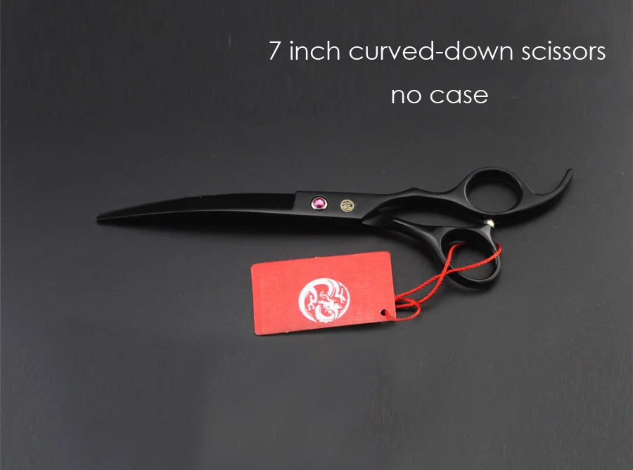 curved down no case 7 дюймов профессиональные ножницы для стрижки собак прямые филировочные Изогнутые Ножницы стрижка для домашних животных инструменты - Цвет: curved down no case