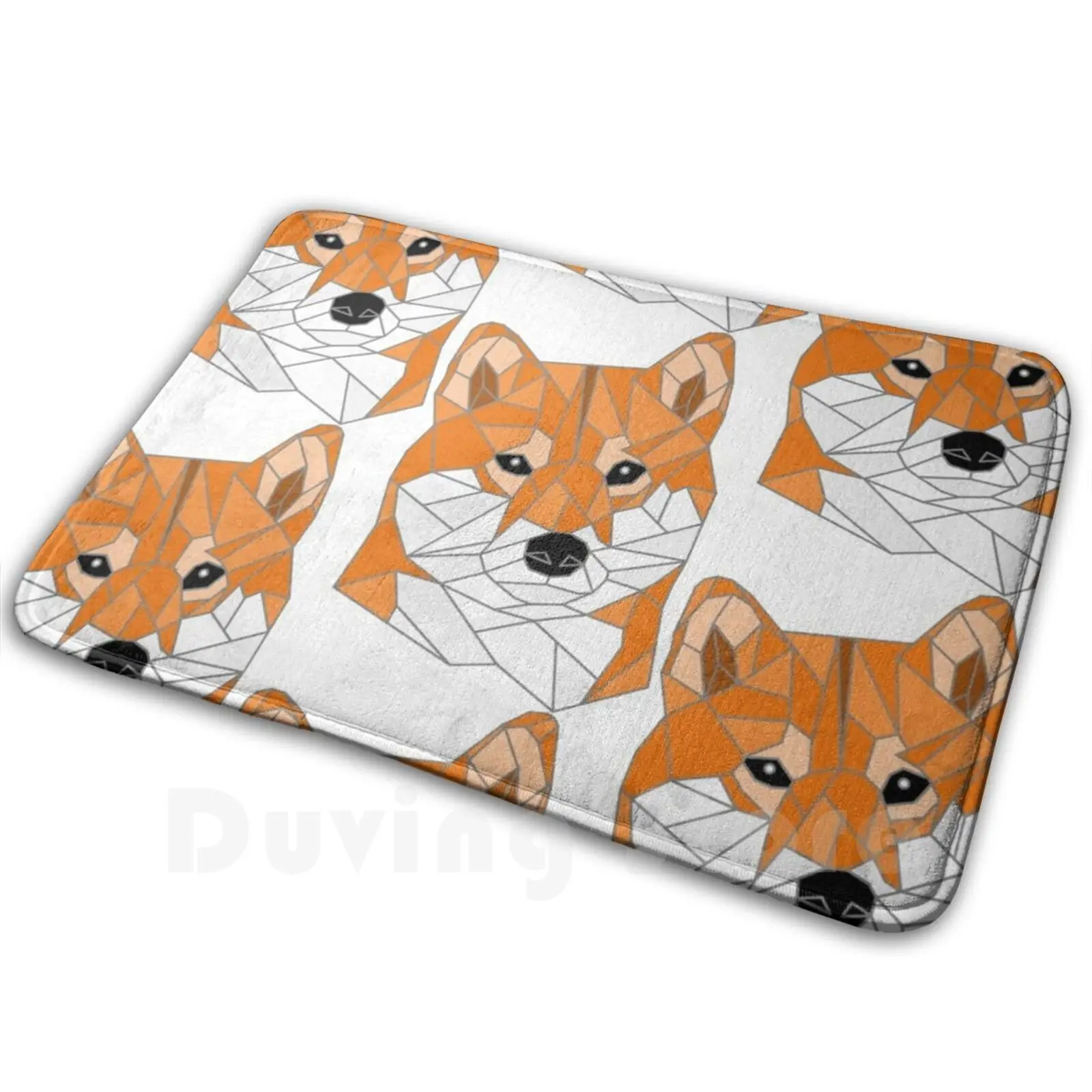 

Shiba Inu Red Stained Glass Carpet Mat Rug Cushion Soft Shiba Inu Owner Dog Kawaii Lover Doge Cute Red Geometric