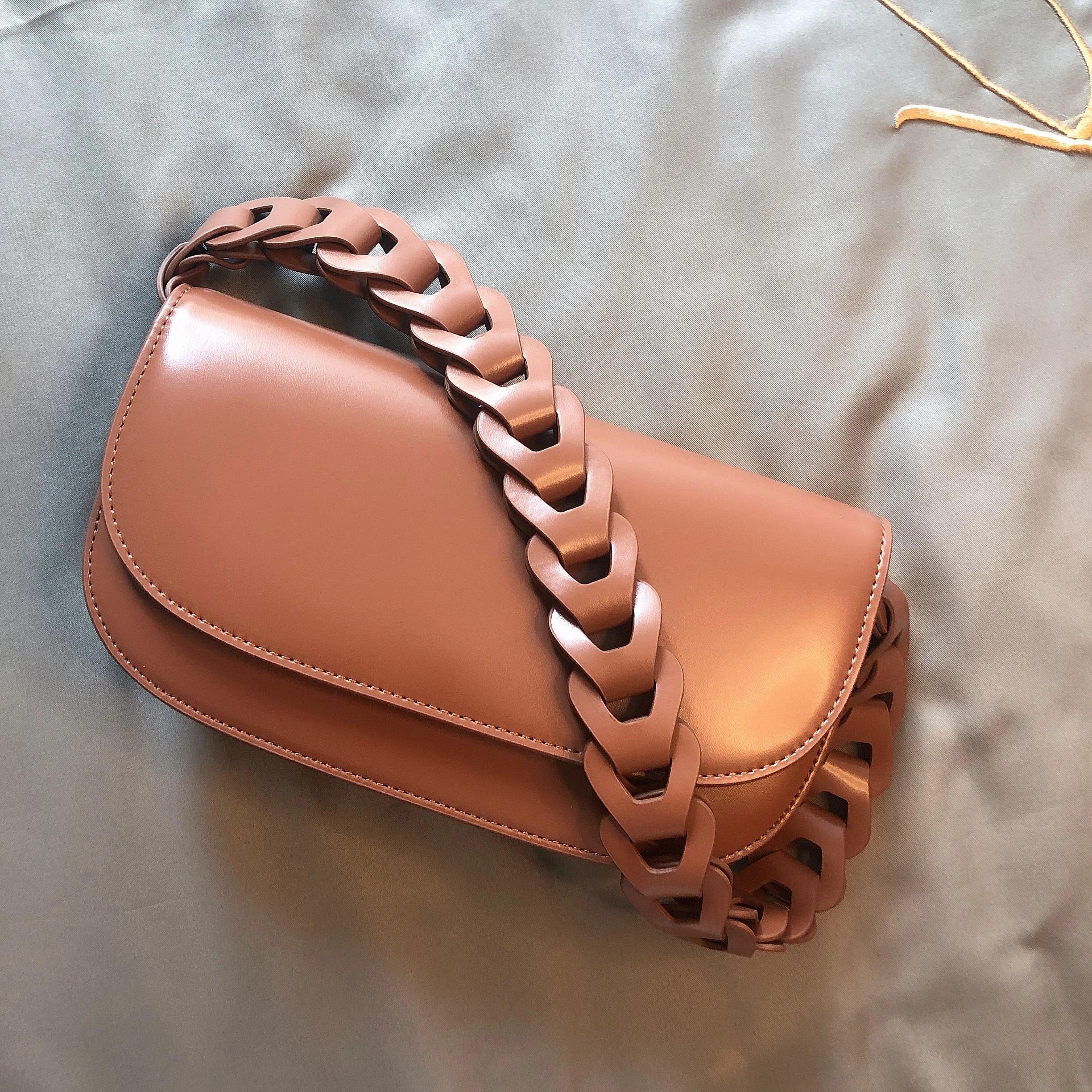 Женская сумочка Багет из 100% натуральной кожи плетеная Сумка через плечо с