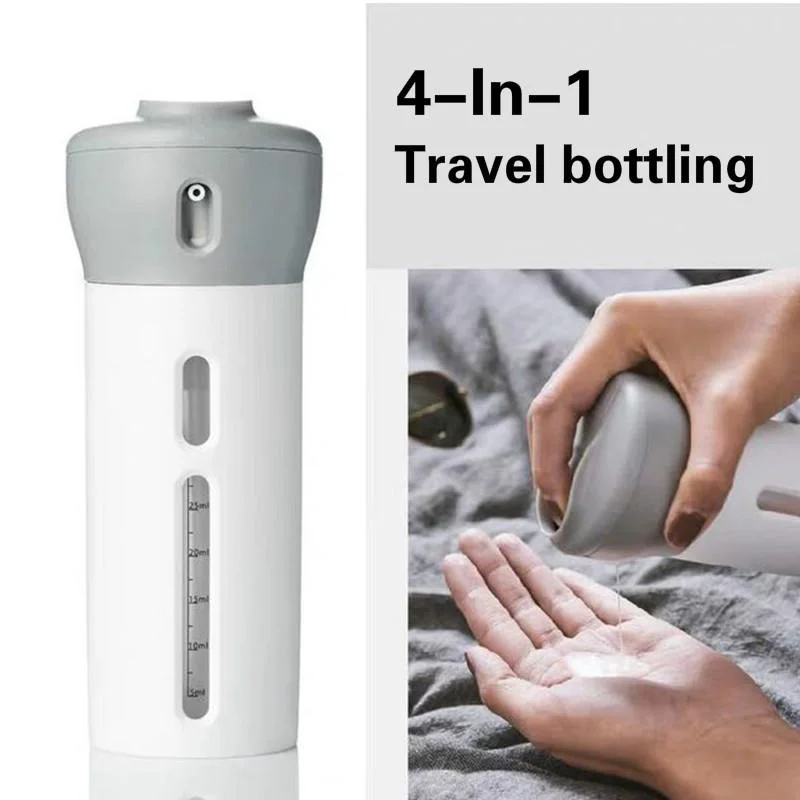 

4in1 Travel Sub-Bottle Set Portable Travel Cosmetic Bottles Rotatable Lotion Dispenser Organizer For Outdoor Grey Packaging