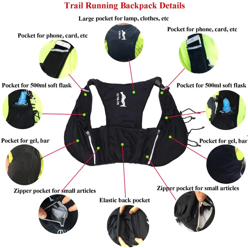 ULTRA TRI рюкзак для бега жилет легкий марафона спортивная сумка 8 л|trail running packs|run bag
