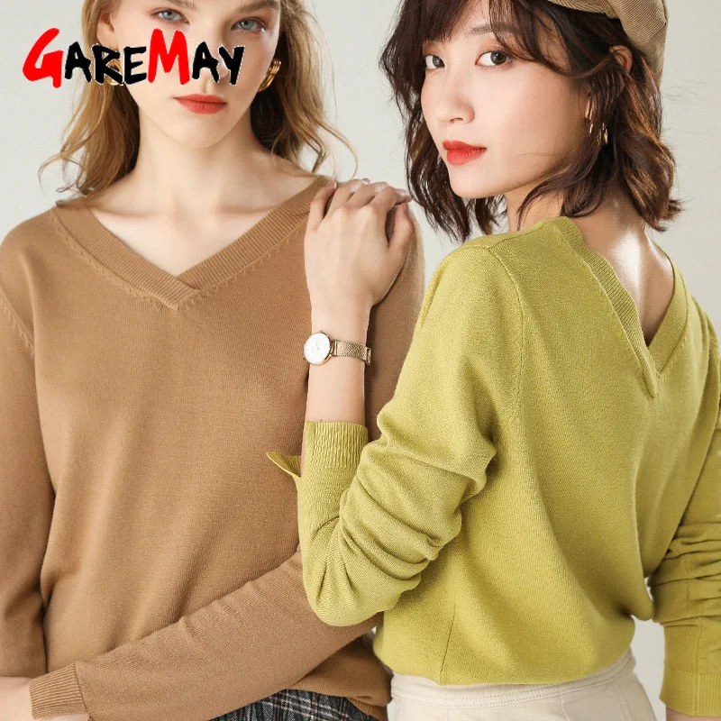 Осенне-зимний женский пуловер вязаный эластичный Повседневный джемпер с