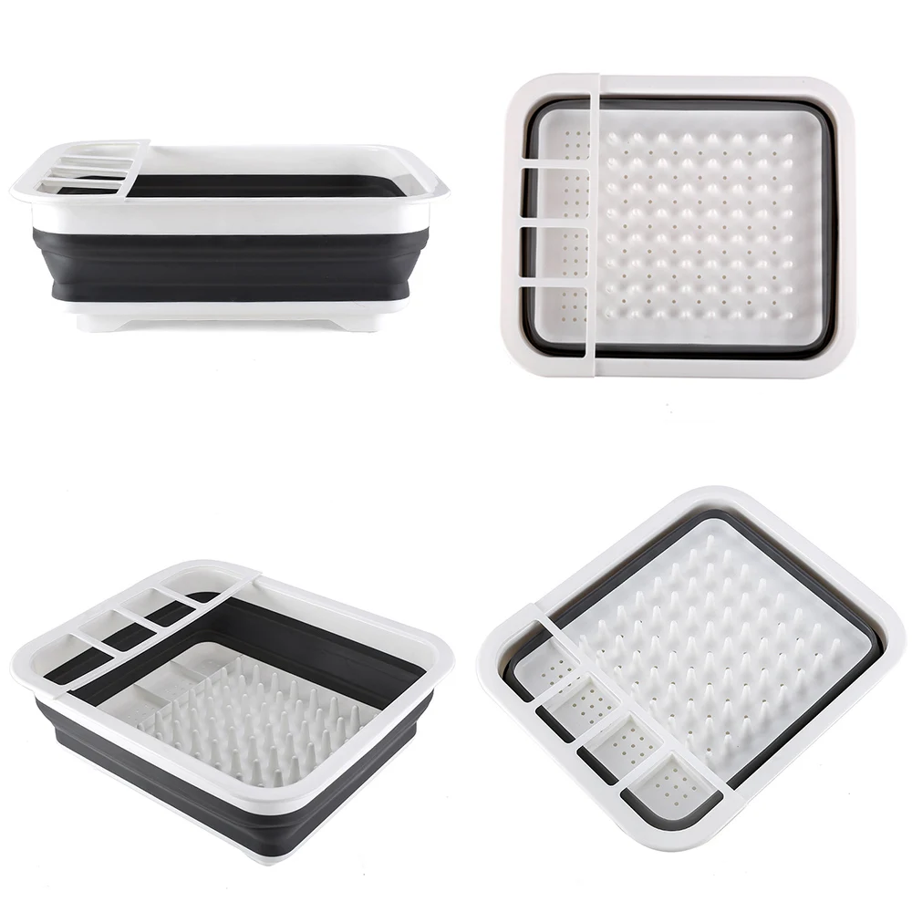 2019 Новая полезная складная пластиковая сушилка для посуды корзина с лотком