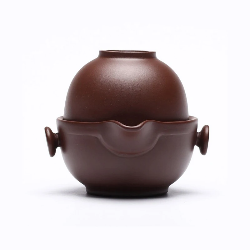 Дорожный чайный набор из исинской фиолетовой глины, чайный горшок Quick Pots, 1 чайник, 1 чашка, чайная посуда, китайский напиток, Gongfu, чайные горшки