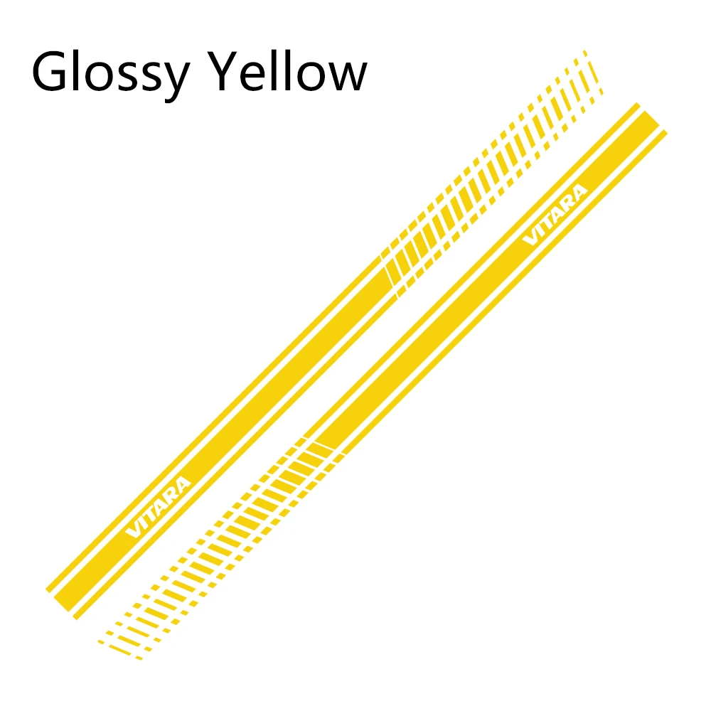 Glossy Yellow 2 шт. для Suzuki Vitara автомобильные длинные боковые наклейки на юбку DIY виниловая пленка авто Спорт Стайлинг наклейки автомобильный тюнинг автомобильные аксессуары - Название цвета: Glossy Yellow