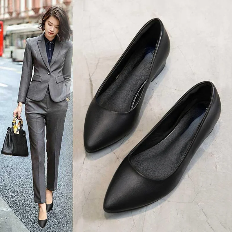 

Туфли женские рабочие, мягкая кожа, мягкая подошва, маленькая подошва, на среднем каблуке, профессиональная рабочая обувь