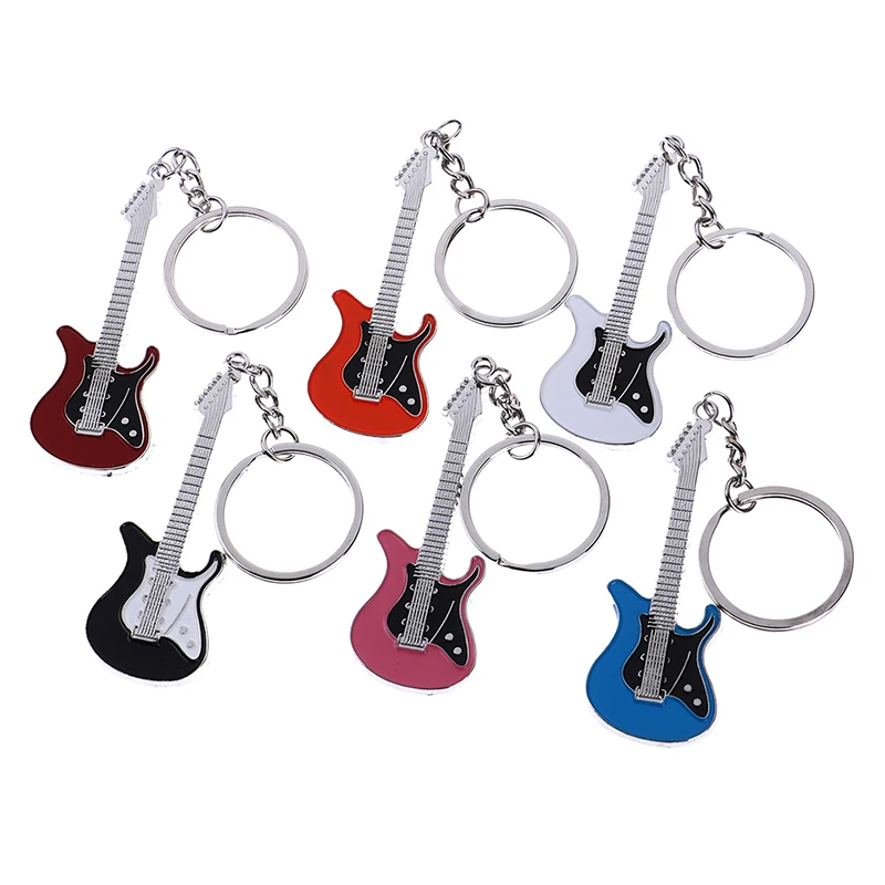 1pcs mini metall klassische elektrische gitarre keychain schlüssel auto kette gitarre schlüssel ring musical instruments anhänger f
