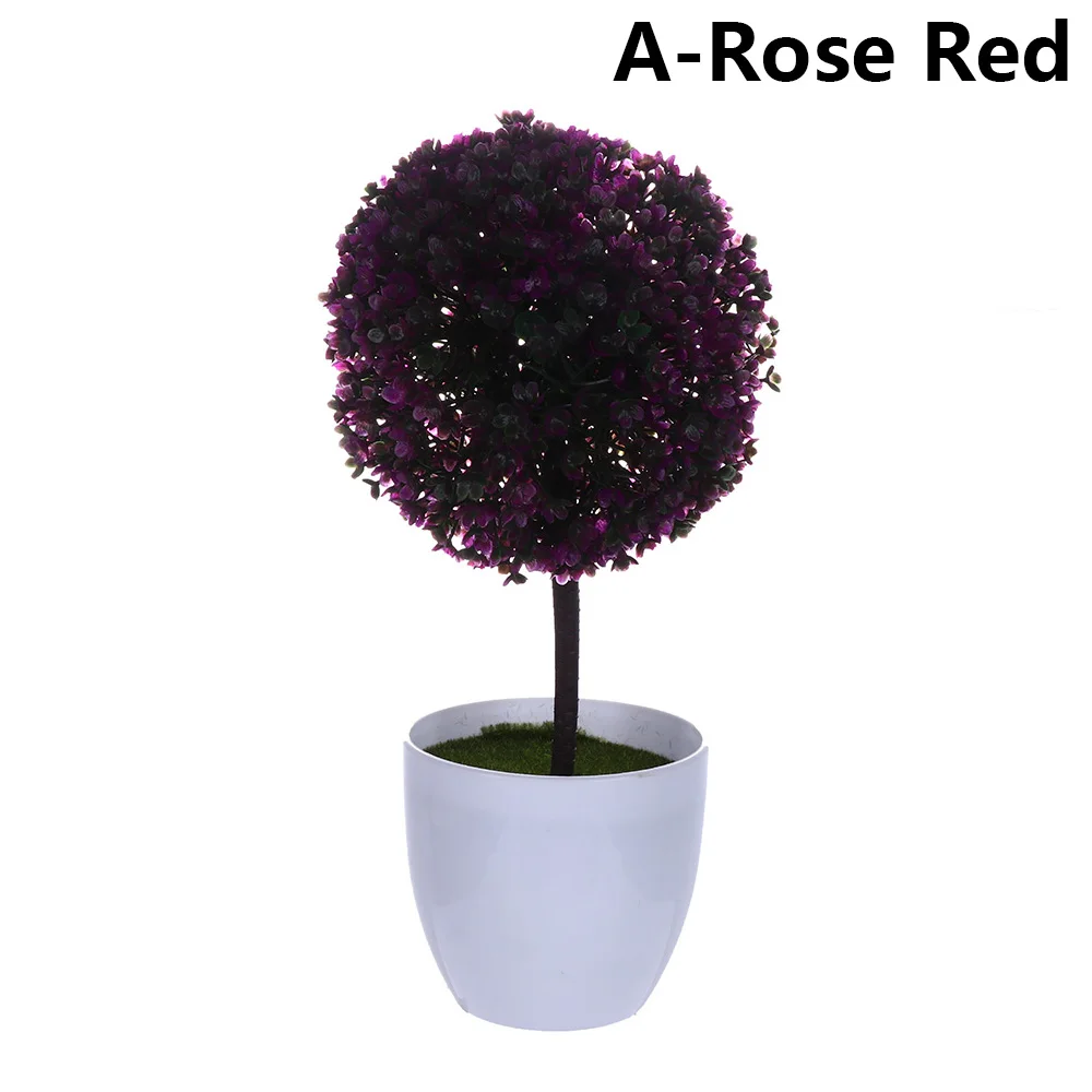 A-Rose Red 1 комплект искусственный пластиковый бонсай заменитель пены в горшке реалистичные растения Настольный орнамент топиарная сосновая дерево украшение для дома ремесла - Цвет: A-Rose Red