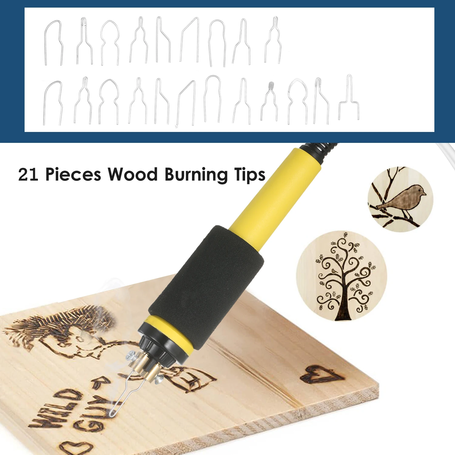 

KKmoon 60W Wood Burner Pyrography Wood Leather Burning Tool Kit Adjustable Temperature Soldering Iron Plastic Welding Tool Kit