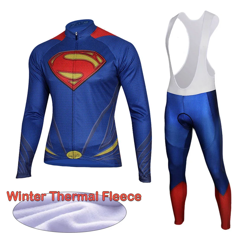 Зимняя одежда для велоспорта с длинным рукавом Теплая Флисовая Мстители