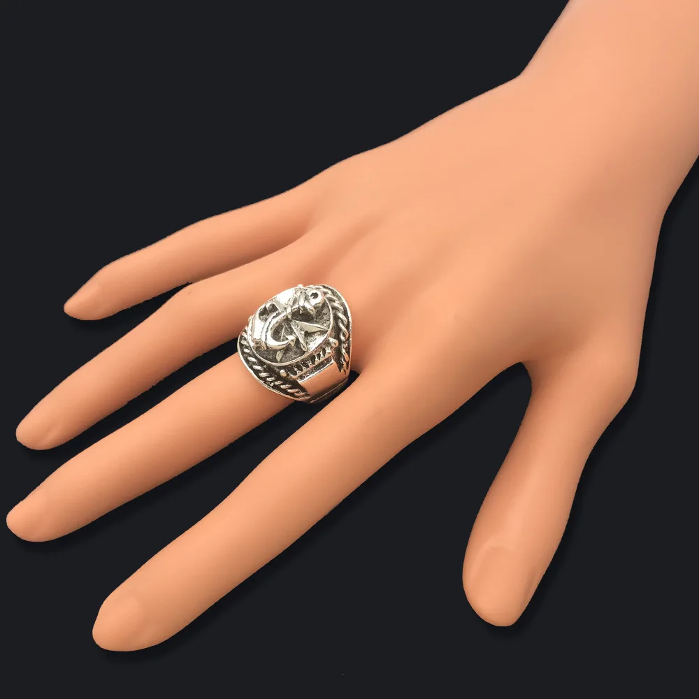 Винтажное позолоченное якорное кольцо мотоциклетная вечеринка антикварное