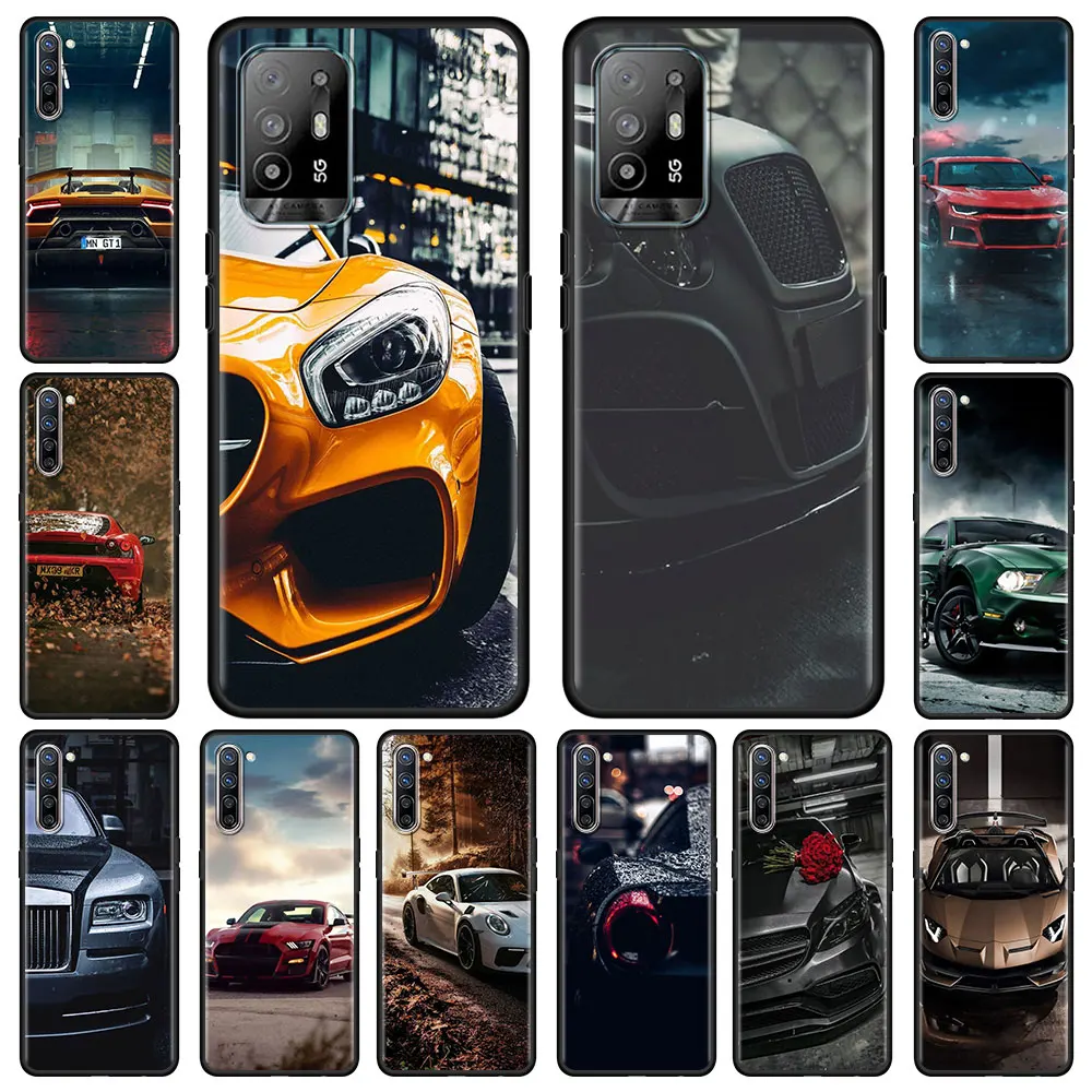 

Sports Cars Male Men Silicone Phone Case For Oppo A53 A52 A93 A94 5G A95 A74 A9 2020 Soft TPU for Oppo Find X2 Lite F11Pro Cover