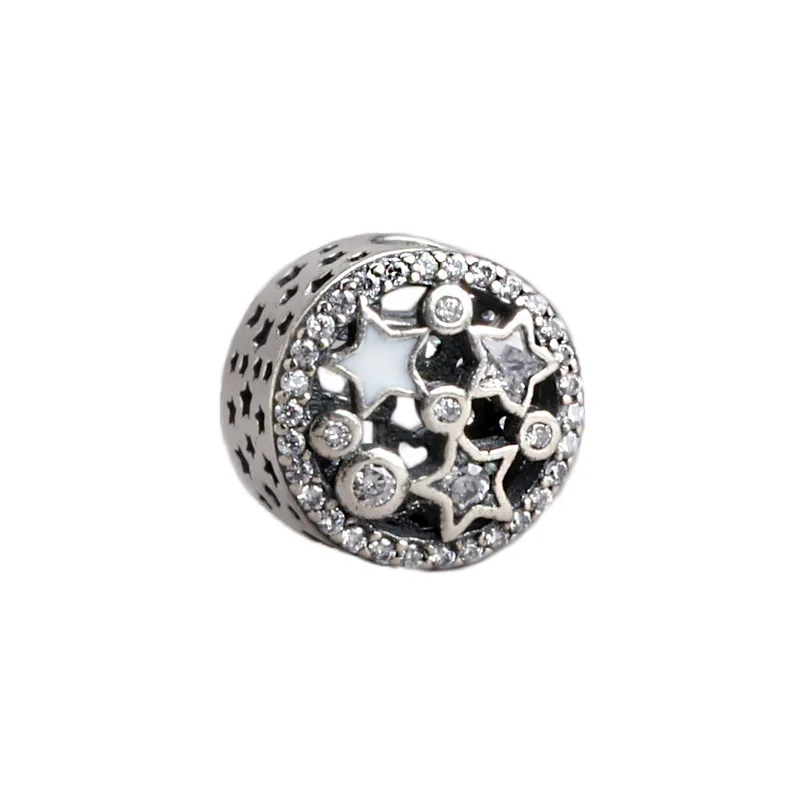 

Fits pandora Bracelets Style Charm necklaces's 925 Sterling Silver inlaid Rhinestone Charm beads Fits Female DIY Jewelry making