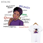 Женские переводные наклейки Melanin с помощью утюга на одежду, наклейки для самостоятельной сборки, наклейки с рисунком афро-королевы для девочек, термонаклейки на одежду