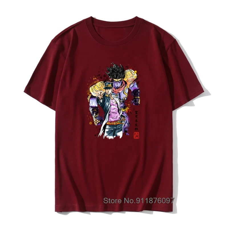 

Men Japanese T-Shirt JoJo Bizarre Adventure Watercolor Casual Tshirt Joestar Joseph Personalized Top T-shirts Harajuku Camiseta