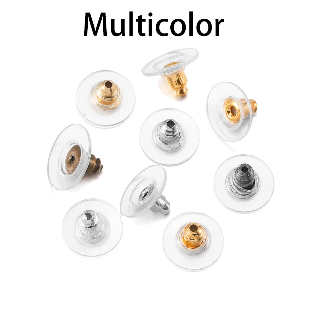 Multicolor 100 шт./лот резиновая серьга задняя пробка из нержавеющей стали, серьги-гвоздики для самостоятельного изготовления ювелирных изделий, аксессуары - Цвет: Multicolor