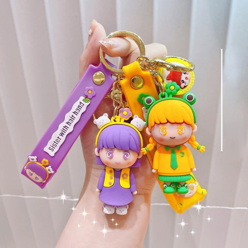 

Lolita Little Princess Cartoon Girl Kawaii Action Keychain Soft School Bag Pendant Car Keychain Christmas gifts