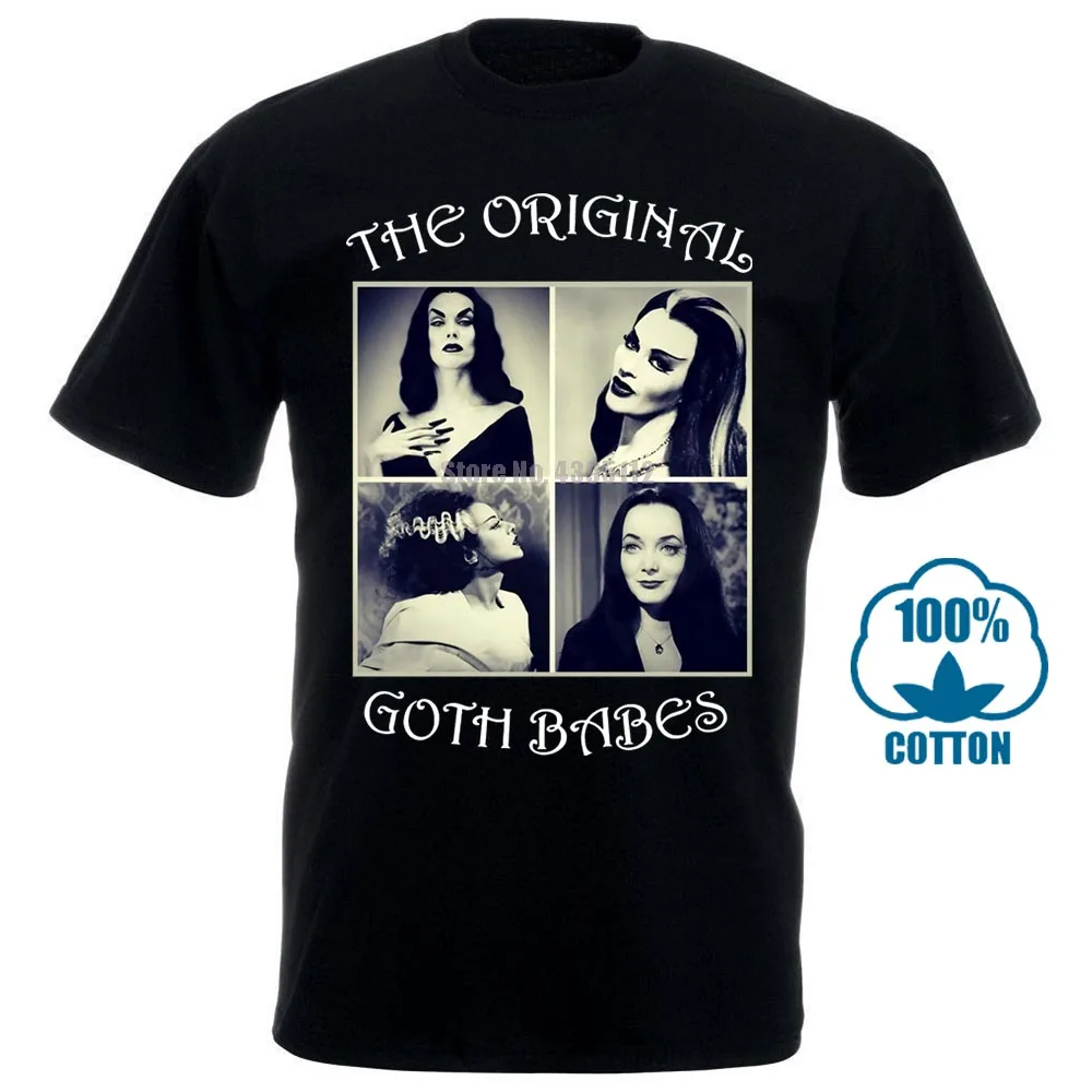 Готическая футболка Vampira Morticia Adams Lily Munster Bride Of Frankenstein черные топы с коротким