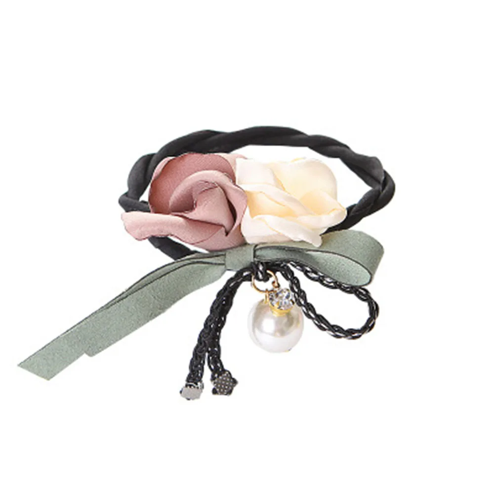 Женское кольцо для волос с жемчужинами и цветами Волшебная булочка устройство